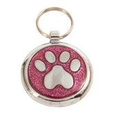 Luxury Glitter Pink Paw Print Designer Dog Tag Shimmer Range